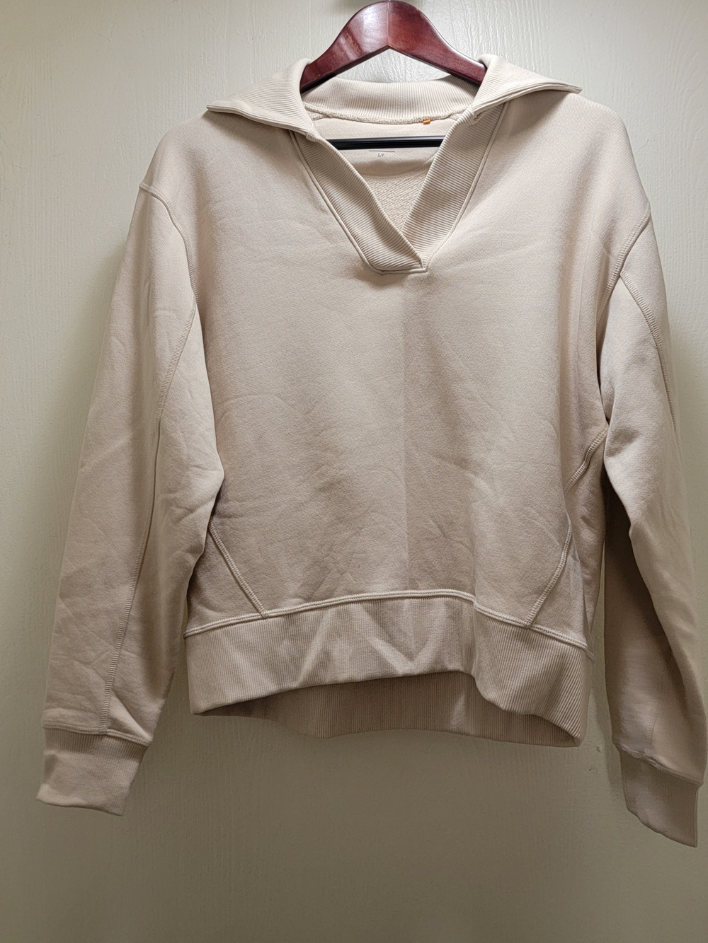 Relaxed Cream Scoop-Neck Pullover Sweater
